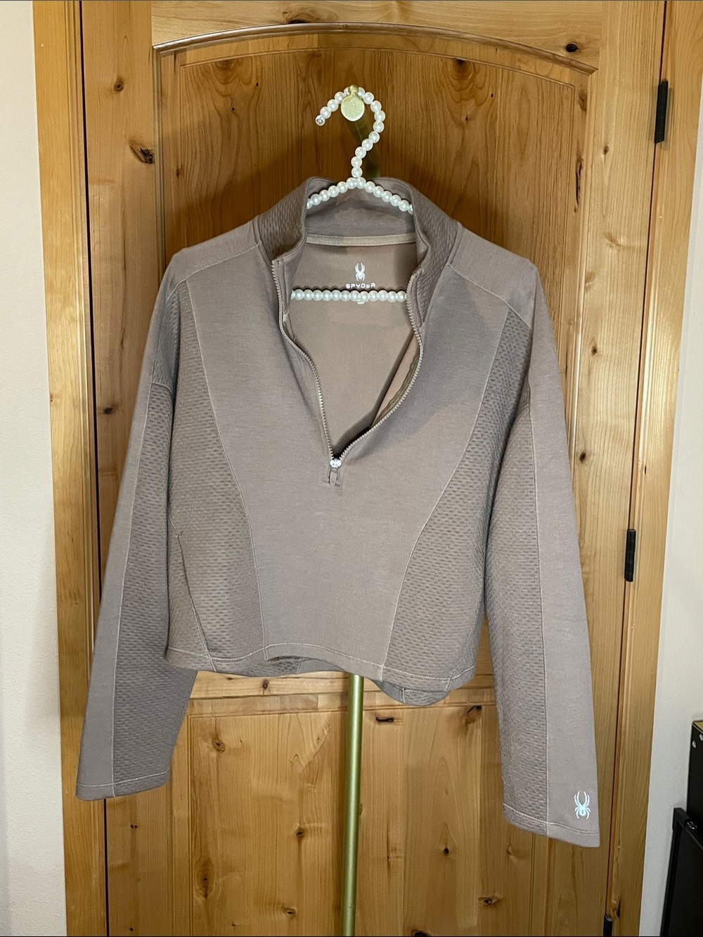 Spyder Taupe Cropped Half-Zip Pullover Size M